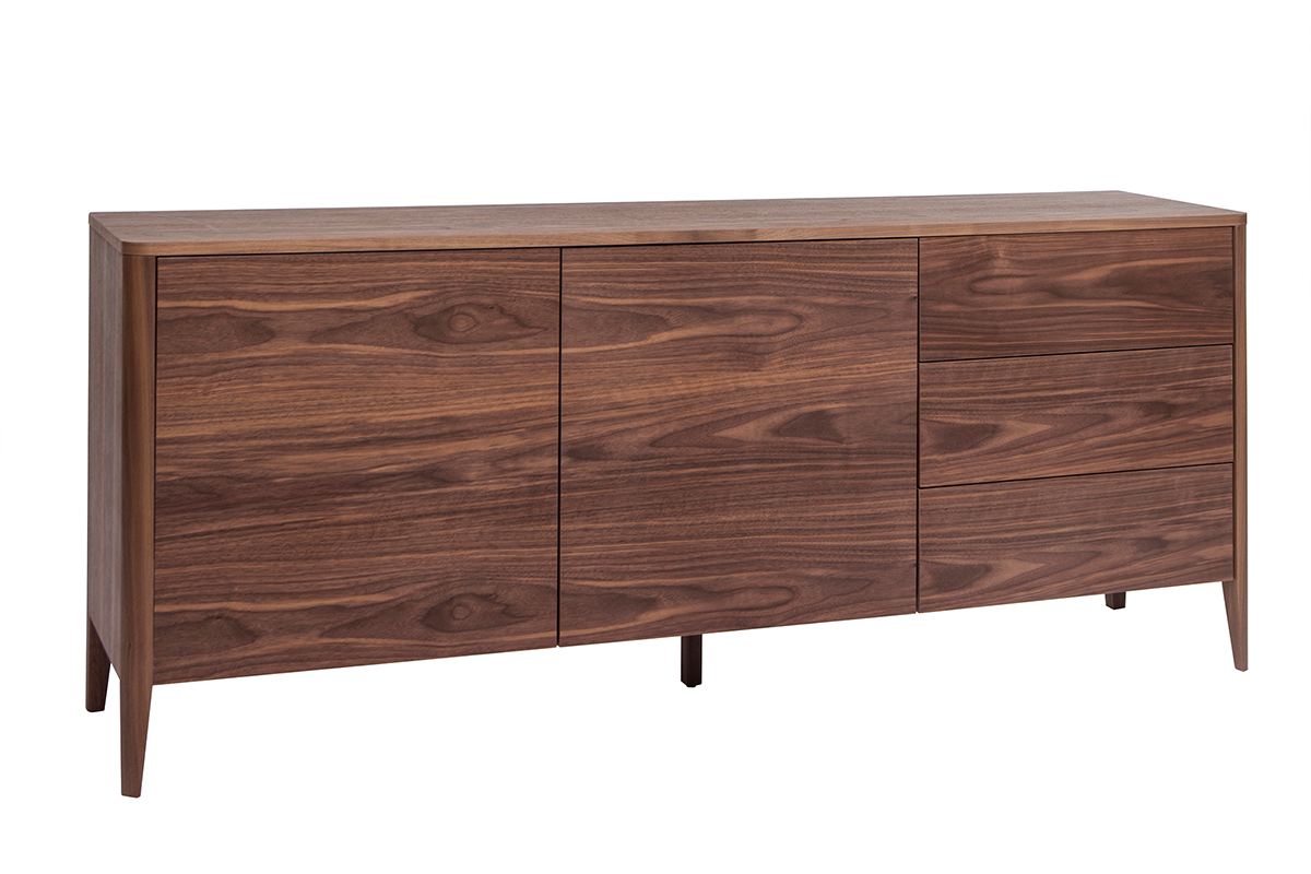 Credenza vintage a 2 ante e 3 cassetti noce L180 cm BENJA