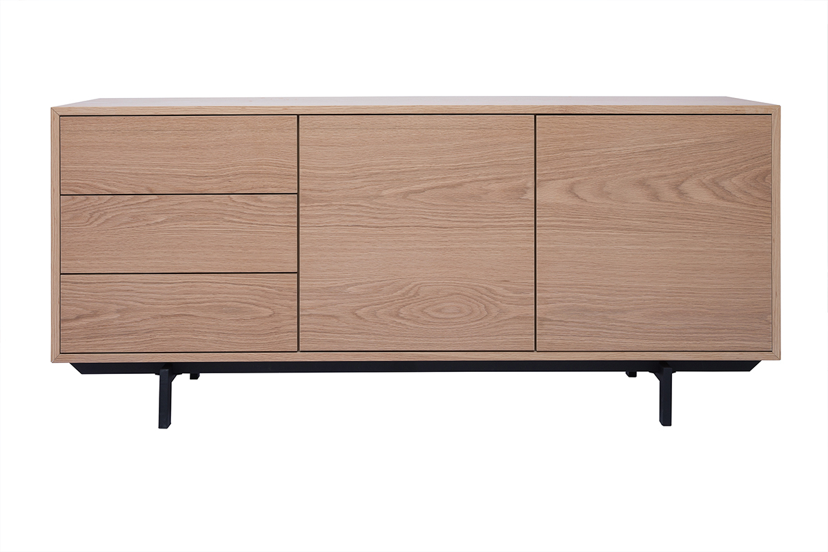 Credenza vintage in finitura legno di quercia 2 ante 3 cassetti L160 cm MANNY