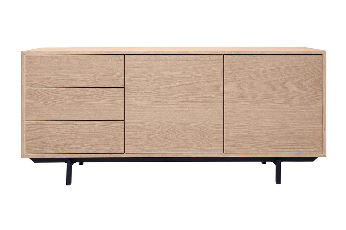 Credenza vintage in finitura legno di quercia 2 ante 3 cassetti L160 cm MANNY