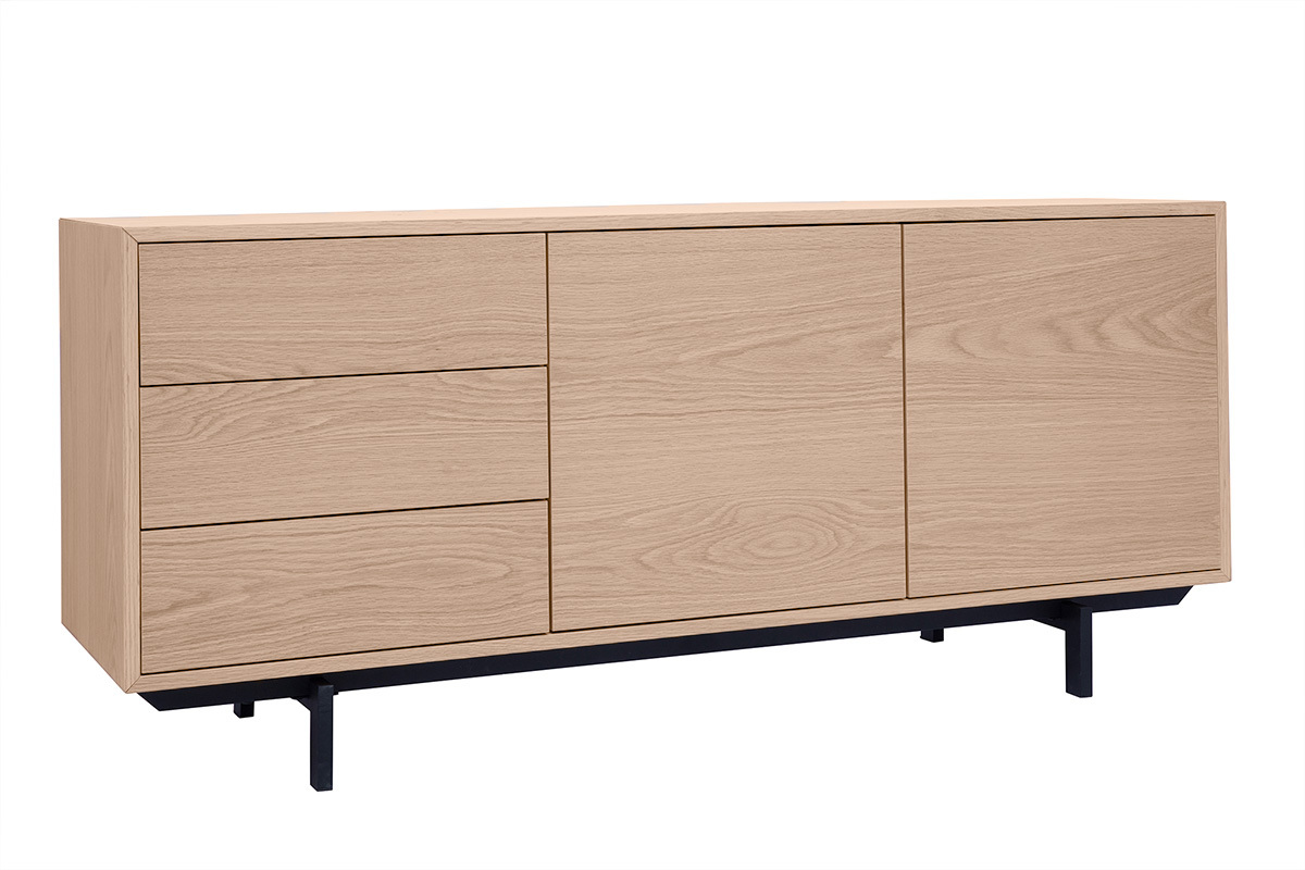 Credenza vintage in finitura legno di quercia 2 ante 3 cassetti L160 cm MANNY