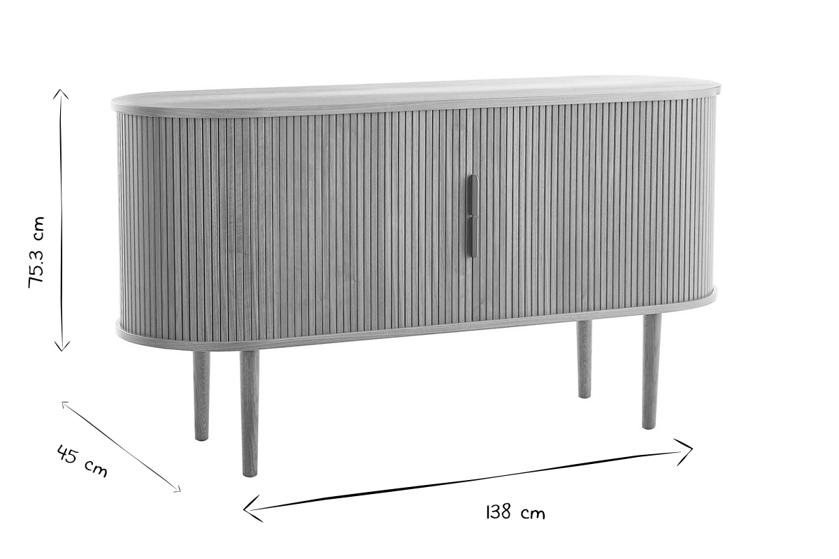 Credenza vintage in legno chiaro 2 ante scorrevoli L138 cm EPIC