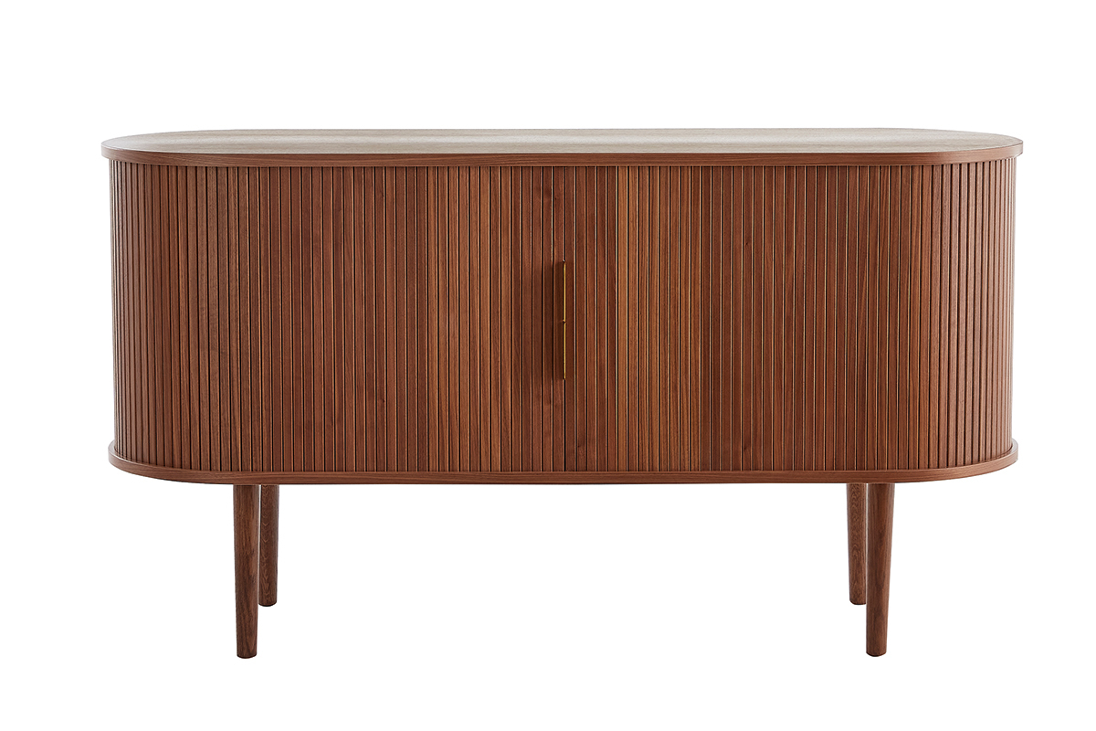 Credenza vintage in legno scuro noce 2 ante scorrevoli L138 cm EPIC