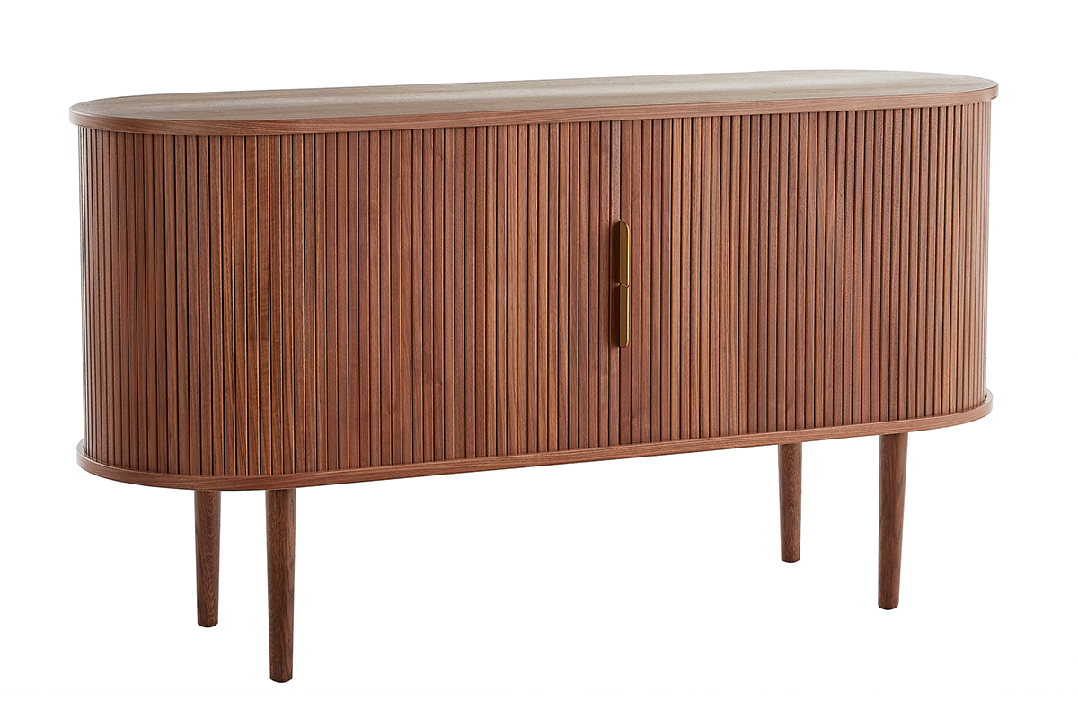 Credenza vintage in legno scuro noce 2 ante scorrevoli L138 cm EPIC