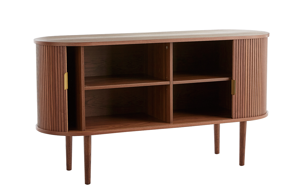 Credenza vintage in legno scuro noce 2 ante scorrevoli L138 cm EPIC