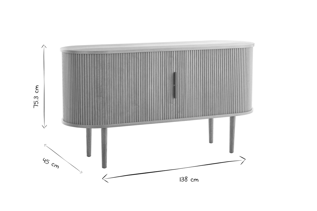 Credenza vintage in legno scuro noce 2 ante scorrevoli L138 cm EPIC