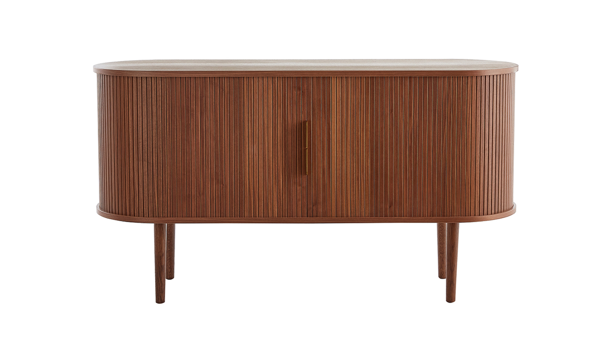 Credenza vintage in legno scuro noce 2 ante scorrevoli L138 cm EPIC