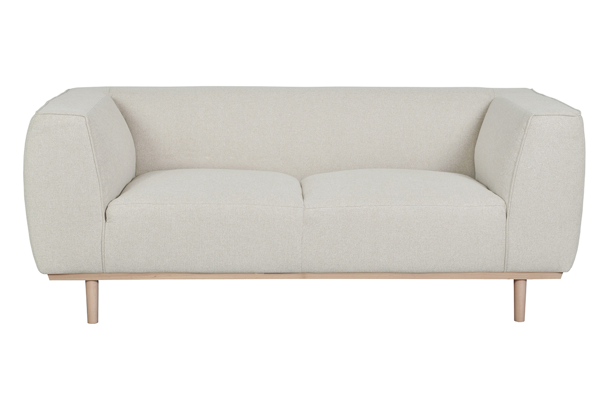 Divano 2-3 posti scandinavo in tessuto beige e legno MORRIS