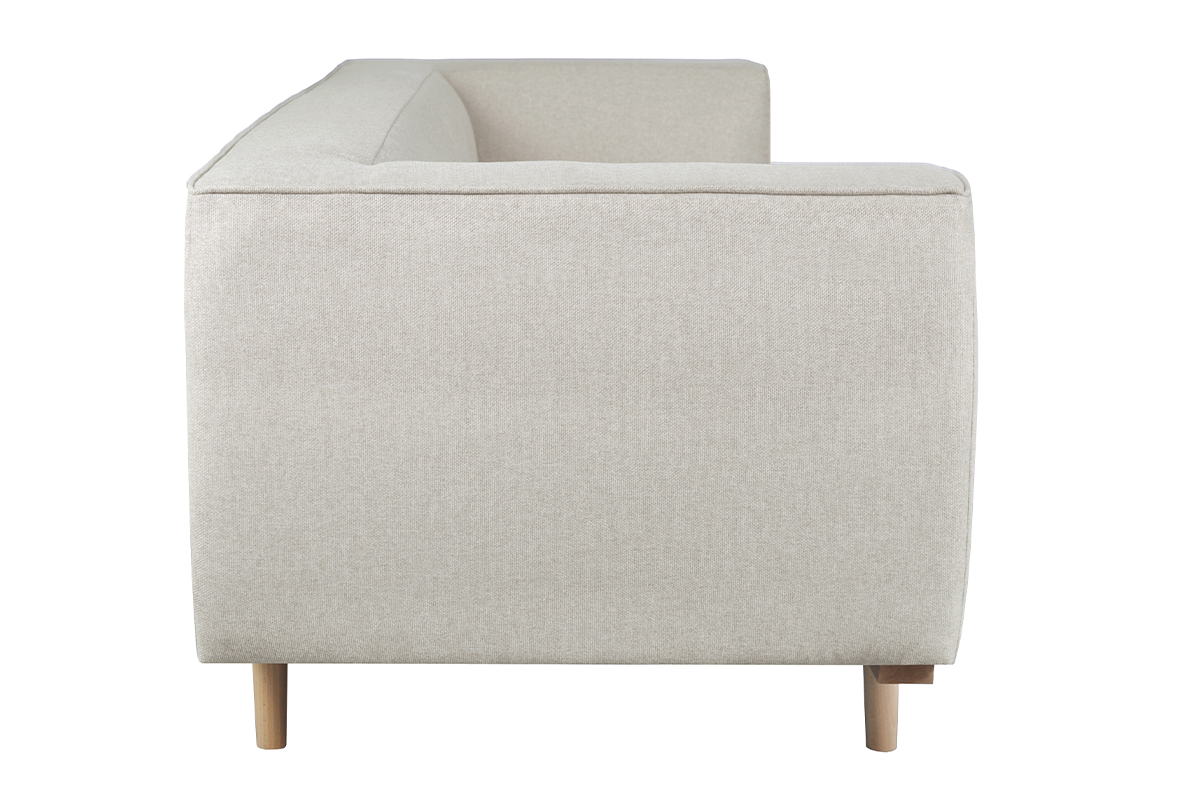 Divano 2-3 posti scandinavo in tessuto beige e legno MORRIS