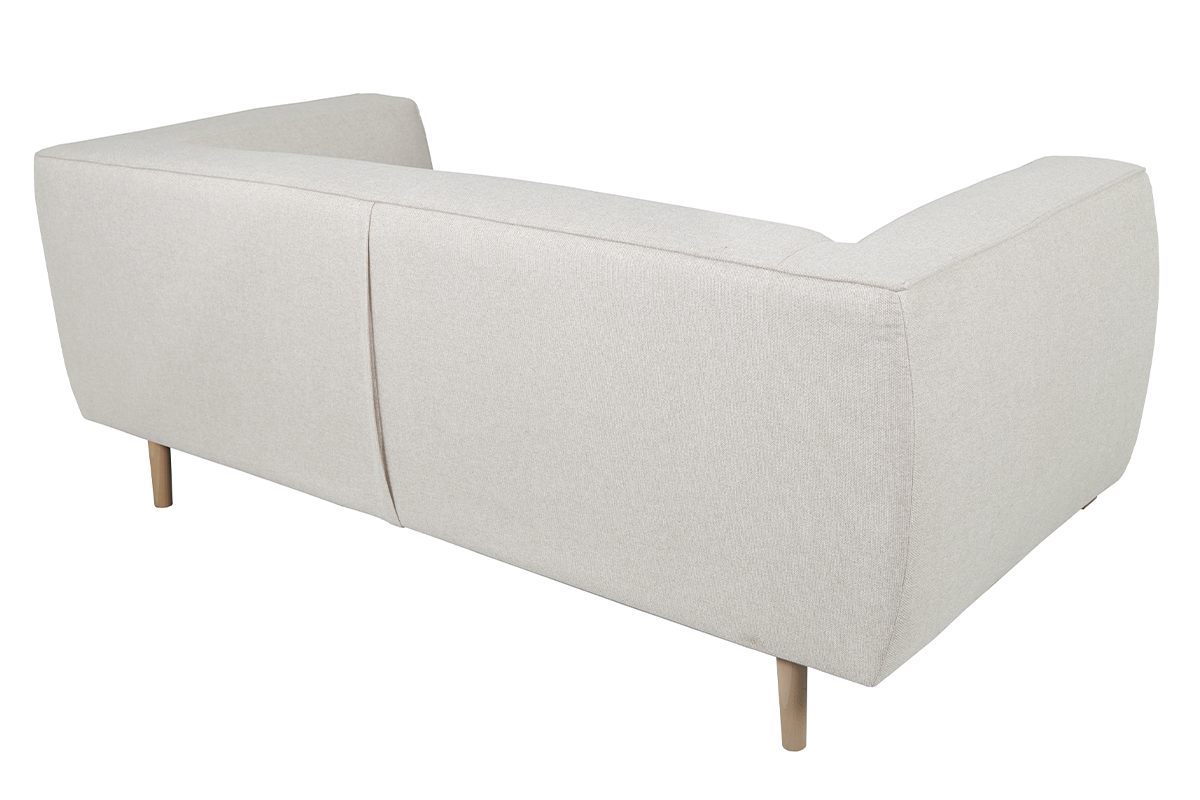 Divano 2-3 posti scandinavo in tessuto beige e legno MORRIS