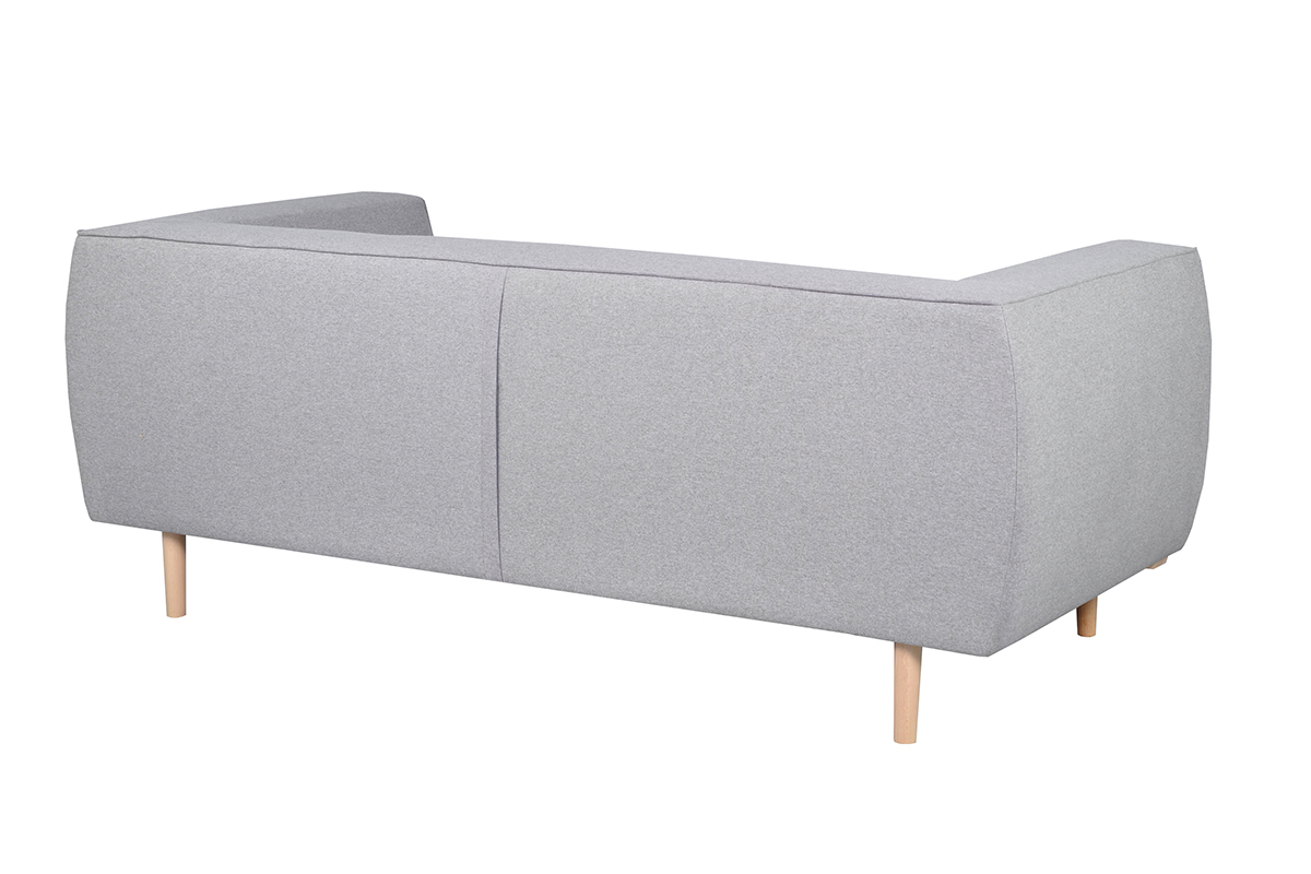 Divano 2-3 posti scandinavo in tessuto grigio chin e legno MORRIS