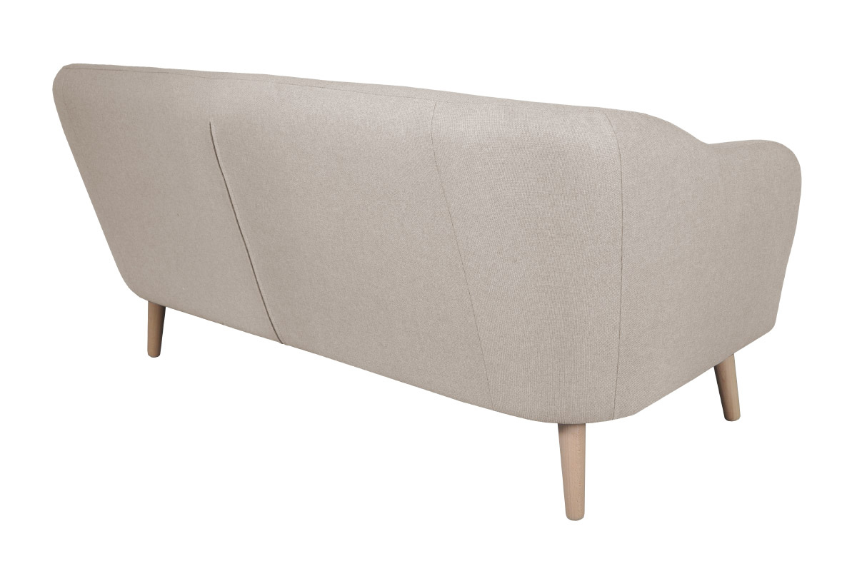 Divano 2 posti scandinavo in tessuto beige naturale e legno ISIS