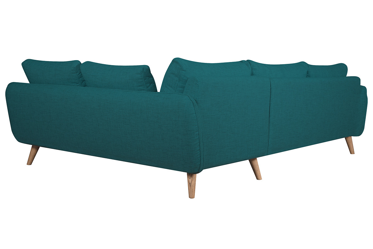 Divano angolare scandinavo con angolo a destra 5 posti blu pavone CREEP