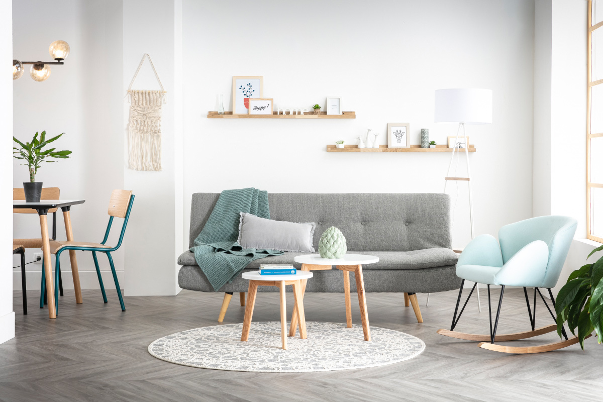 Divano convertibile design scandinavo 3 posti blu laguna SENSO