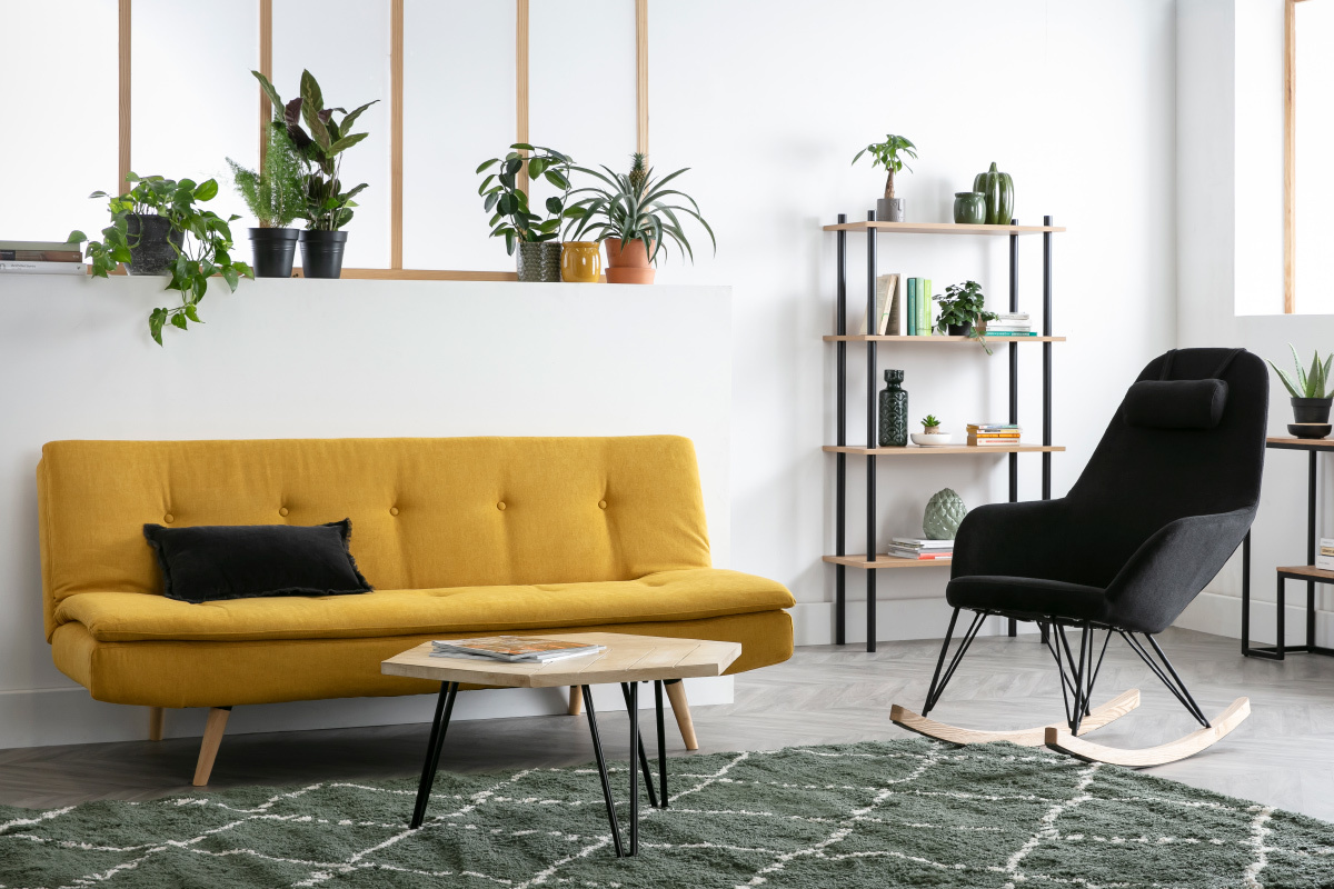 Divano convertibile design scandinavo 3 posti giallo SENSO