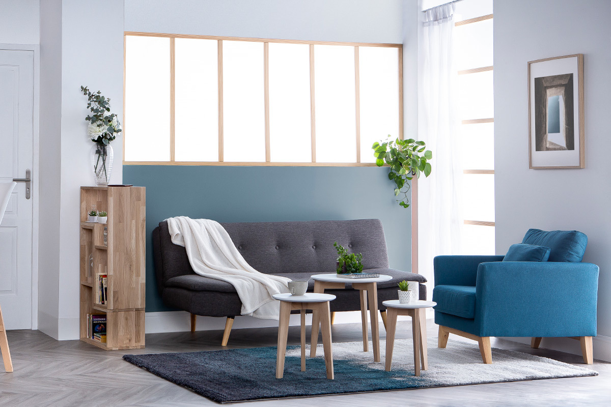 Divano convertibile design scandinavo 3 posti grigio scuro SENSO