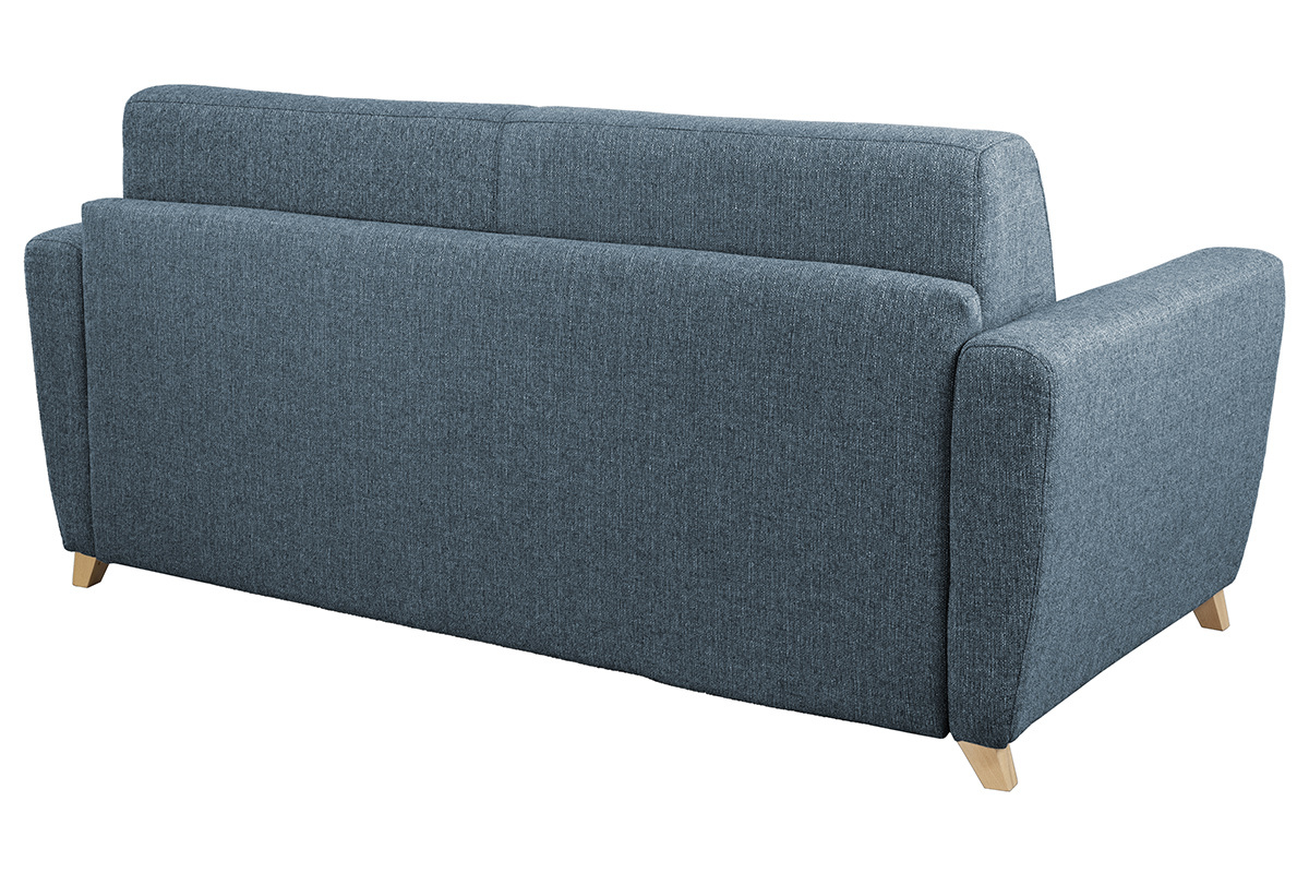 Divano convertibile scandinavo blu e legno GRAHAM