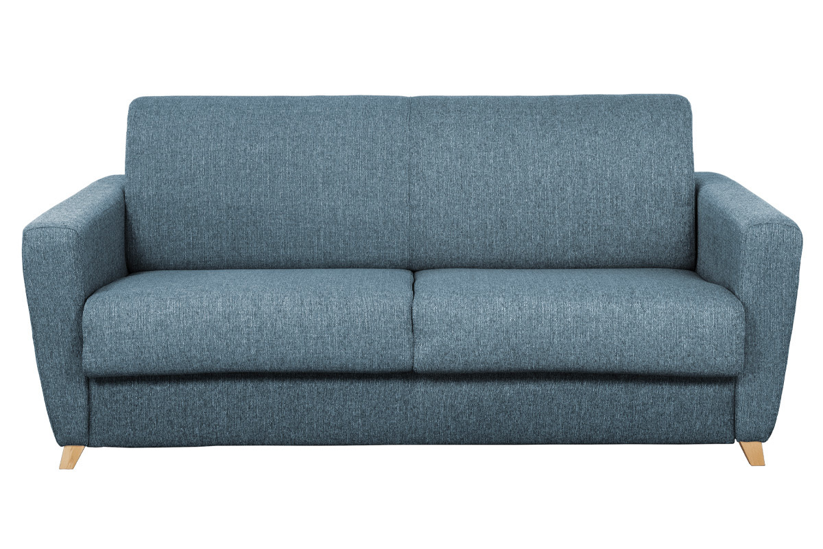 Divano convertibile scandinavo blu e legno GRAHAM