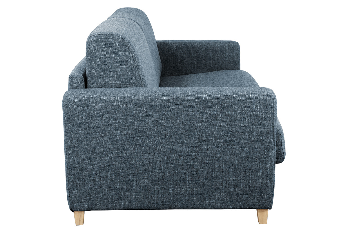 Divano convertibile scandinavo blu e legno GRAHAM