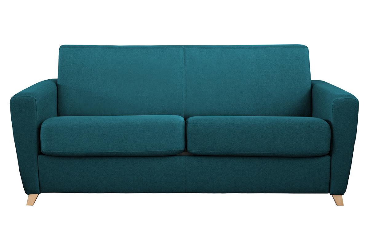 Divano convertibile scandinavo blu foglia di t e legno GRAHAM