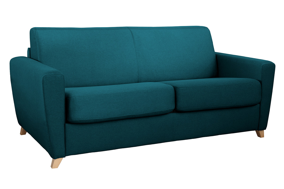 Divano convertibile scandinavo blu foglia di t e legno GRAHAM