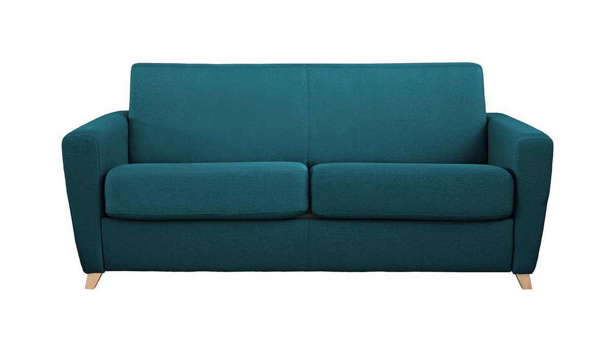 Divano convertibile scandinavo blu foglia di t e legno GRAHAM