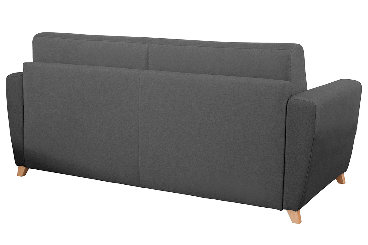 Divano convertibile scandinavo grigio scuro e legno GRAHAM