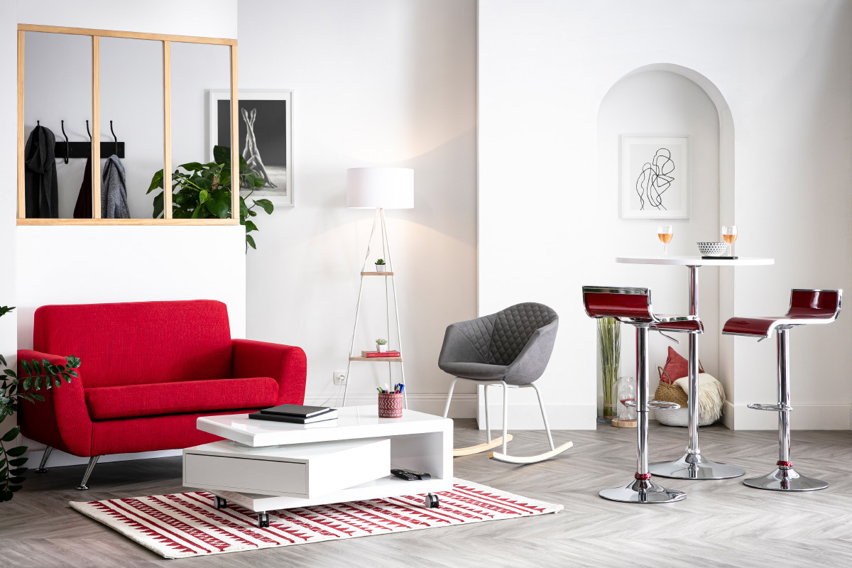 Divano design 2 posti rosso PURE