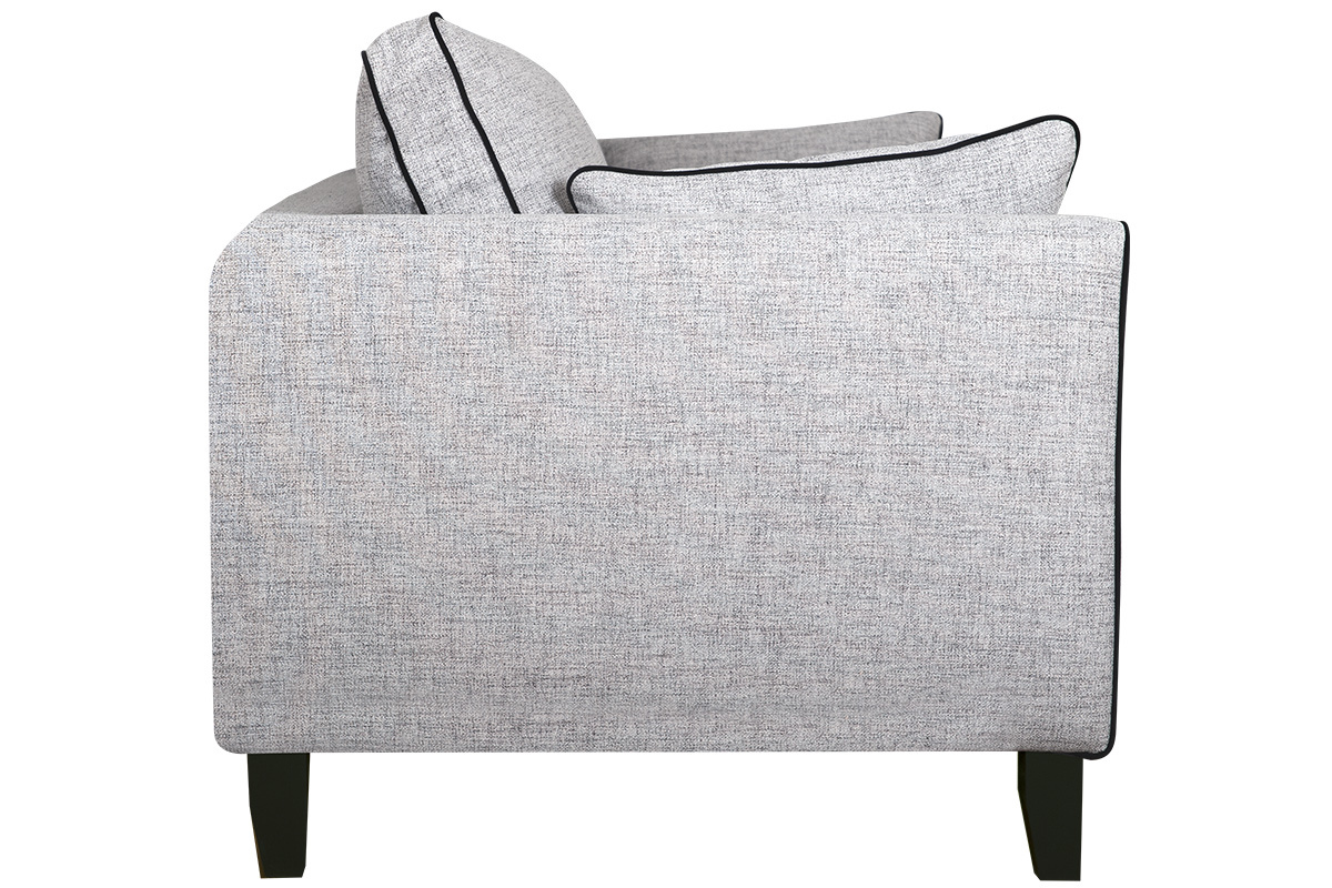 Divano design 3 posti grigio e velluto nero HARRISON