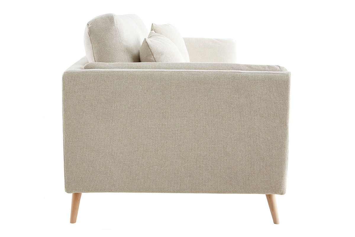 Divano design 3 posti in tessuto beige naturale VOGUE