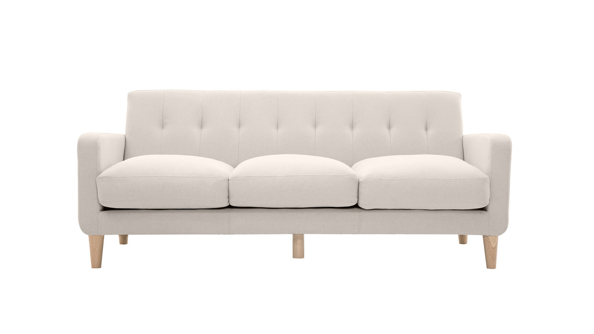 Divano design scandinavo 3 posti tessuto naturale LUNA