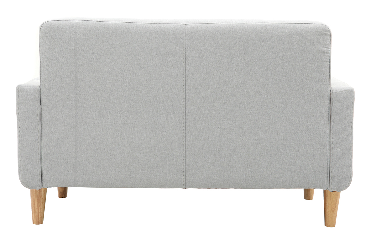 Divano design scandinavo a 2 posti tessuto grigio chiaro LUNA