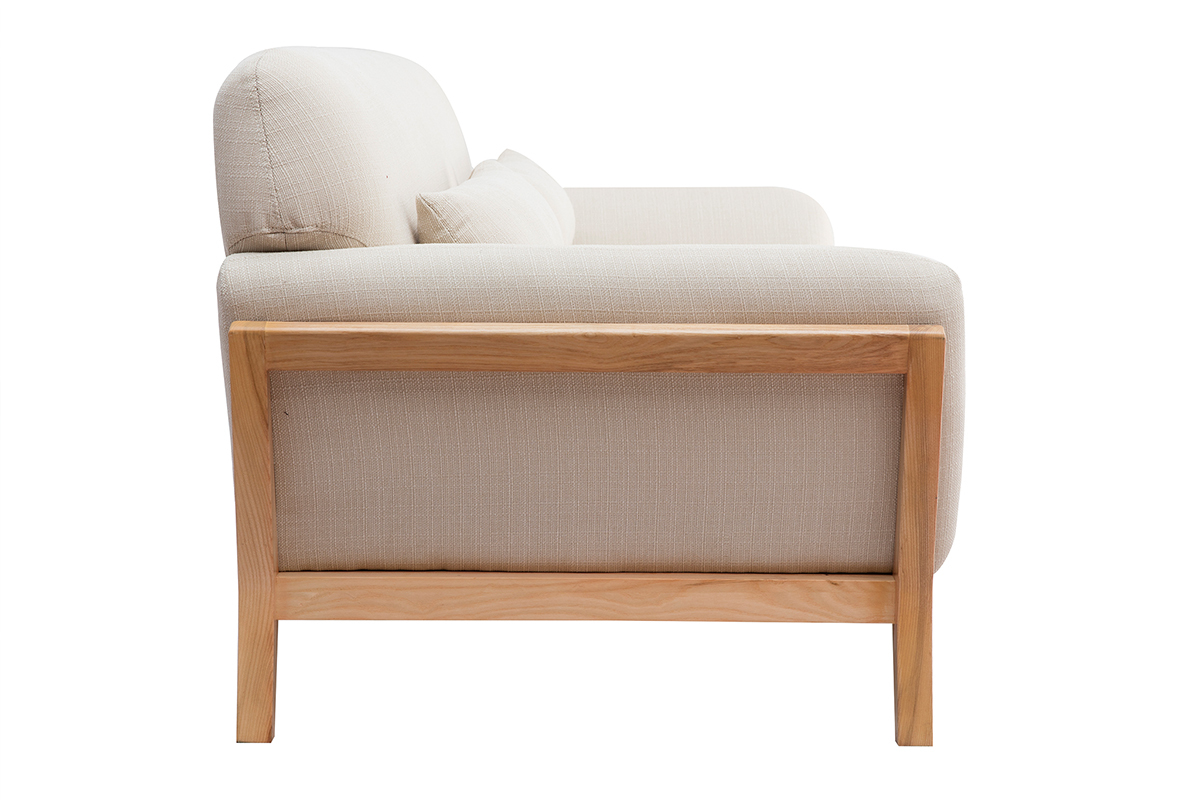 Divano in stile scandinavo 3 posti beige con piedini in legno YOKO