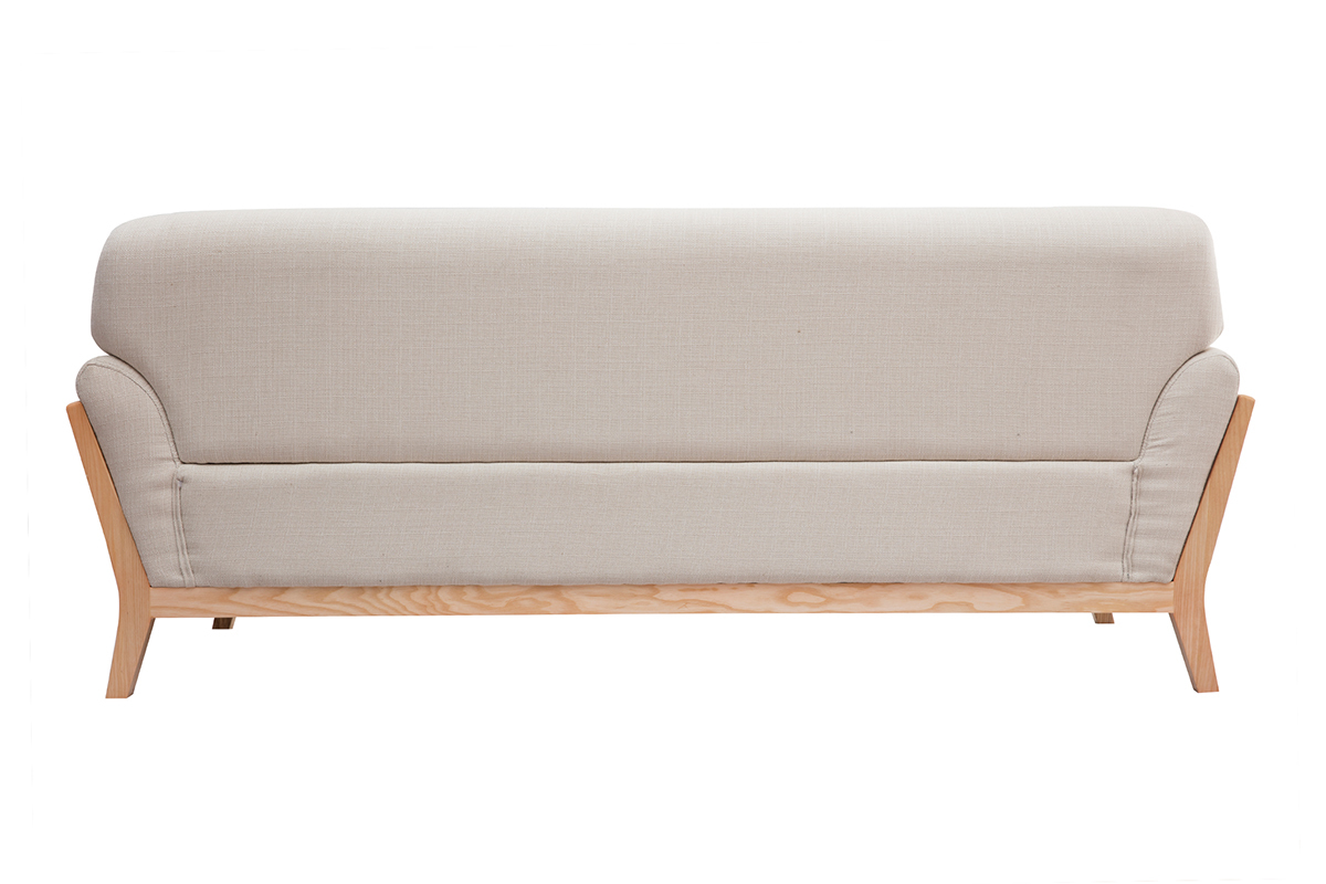 Divano in stile scandinavo 3 posti beige con piedini in legno YOKO