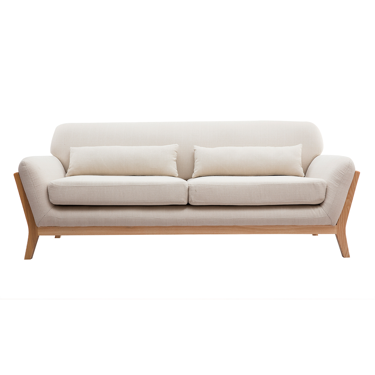 Divano in stile scandinavo 3 posti beige con piedini in legno YOKO