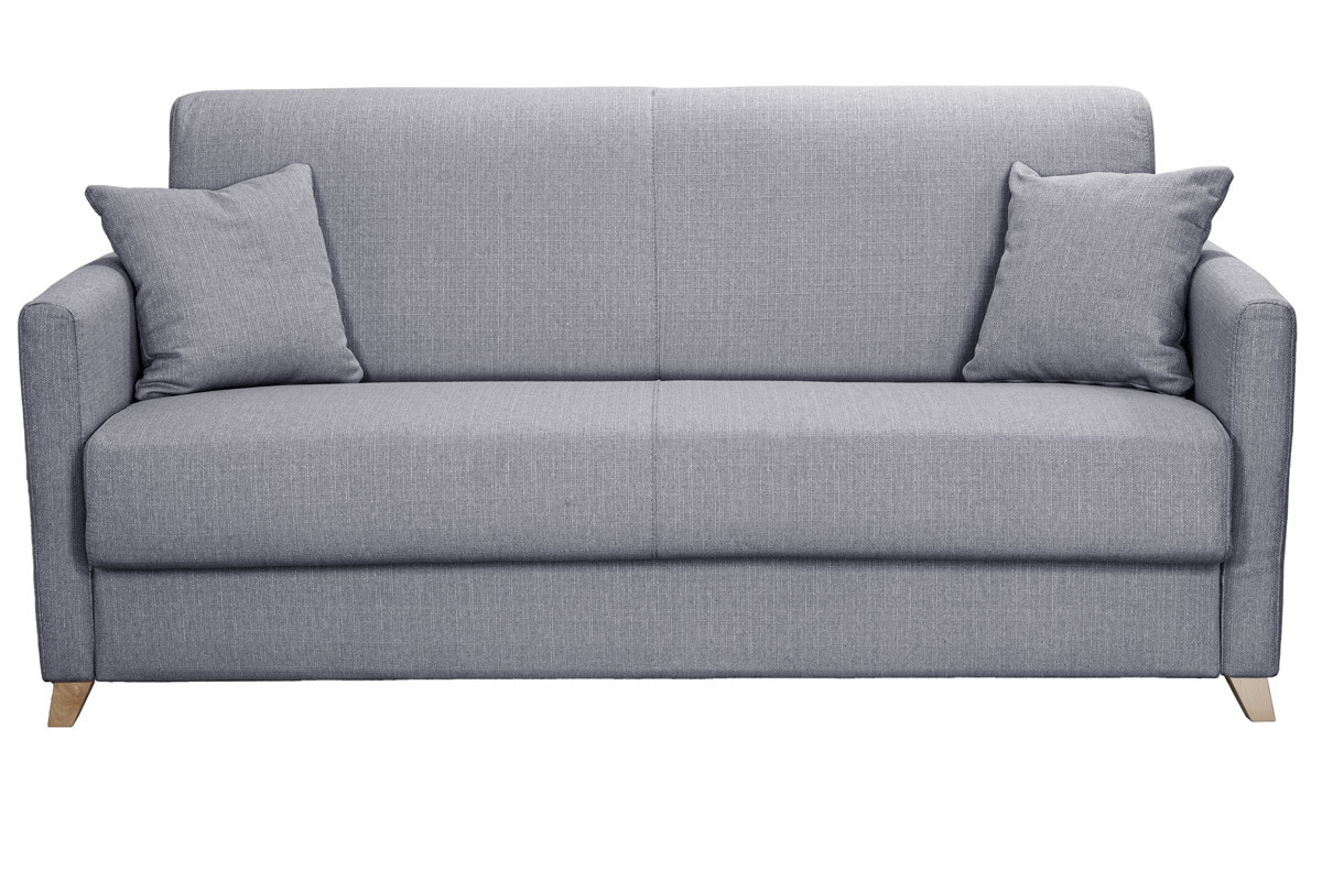 Divano letto 3 posti scandinavo grigio chiaro con materasso 18 cm SKANDY