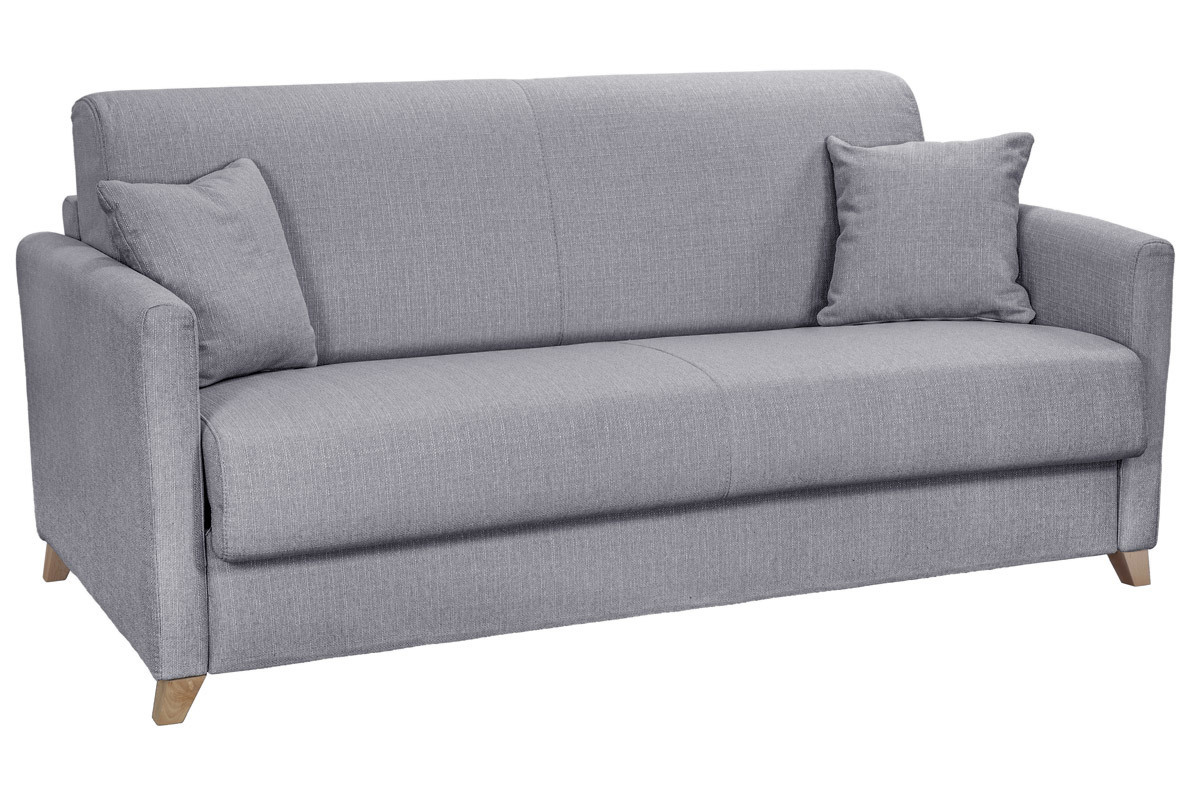 Divano letto 3 posti scandinavo grigio chiaro con materasso 18 cm SKANDY