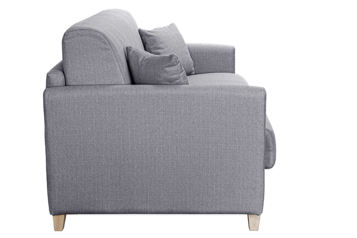 Divano letto 3 posti scandinavo grigio chiaro con materasso 18 cm SKANDY