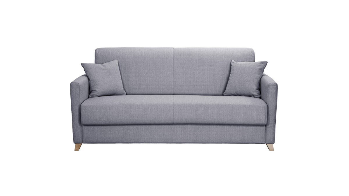 Divano letto 3 posti scandinavo grigio chiaro con materasso 18 cm SKANDY