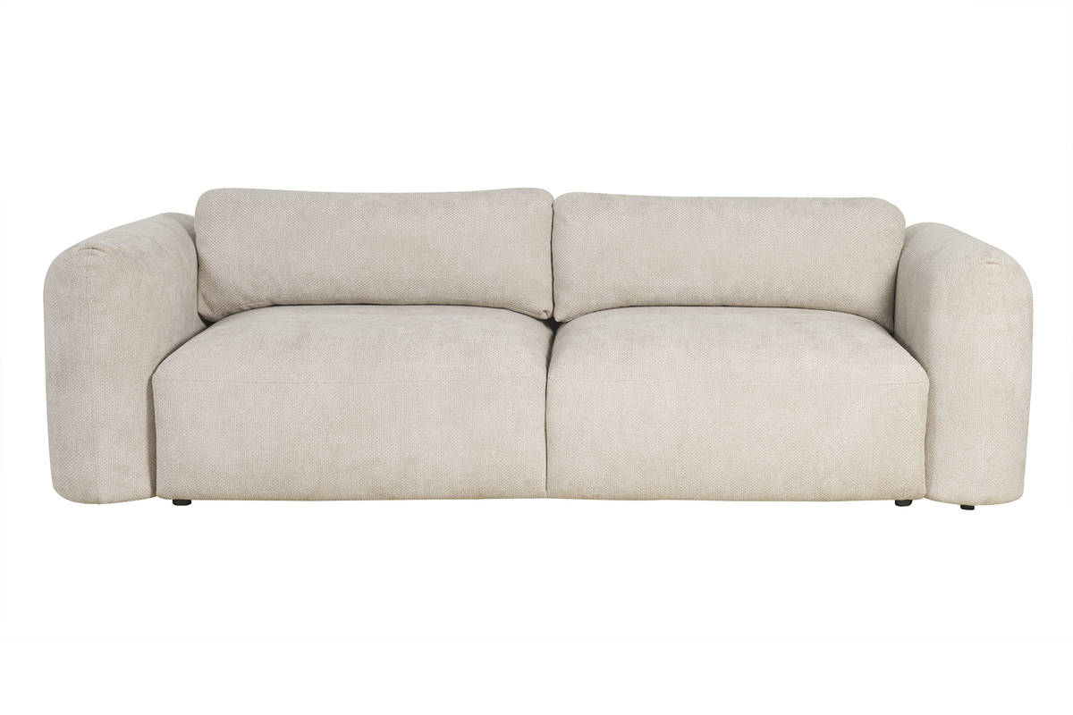 Divano letto con contenitore 4 posti in tessuto effetto velluto cinigliato beige CRUSH