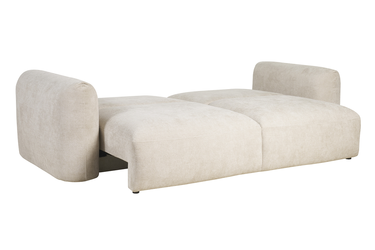 Divano letto con contenitore 4 posti in tessuto effetto velluto cinigliato beige CRUSH