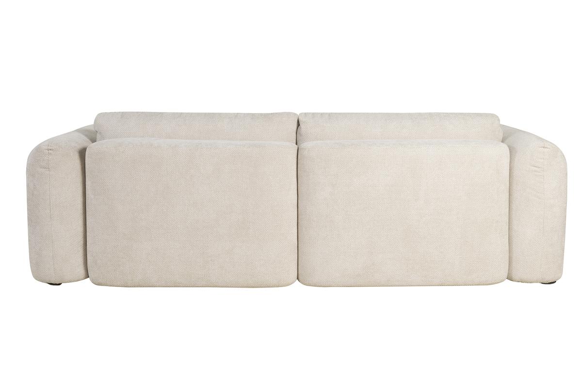 Divano letto con contenitore 4 posti in tessuto effetto velluto cinigliato beige CRUSH