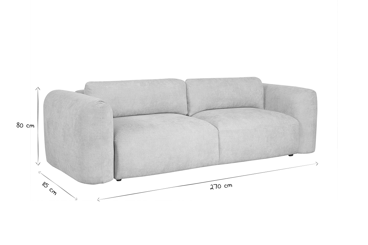 Divano letto con contenitore 4 posti in tessuto effetto velluto cinigliato beige CRUSH