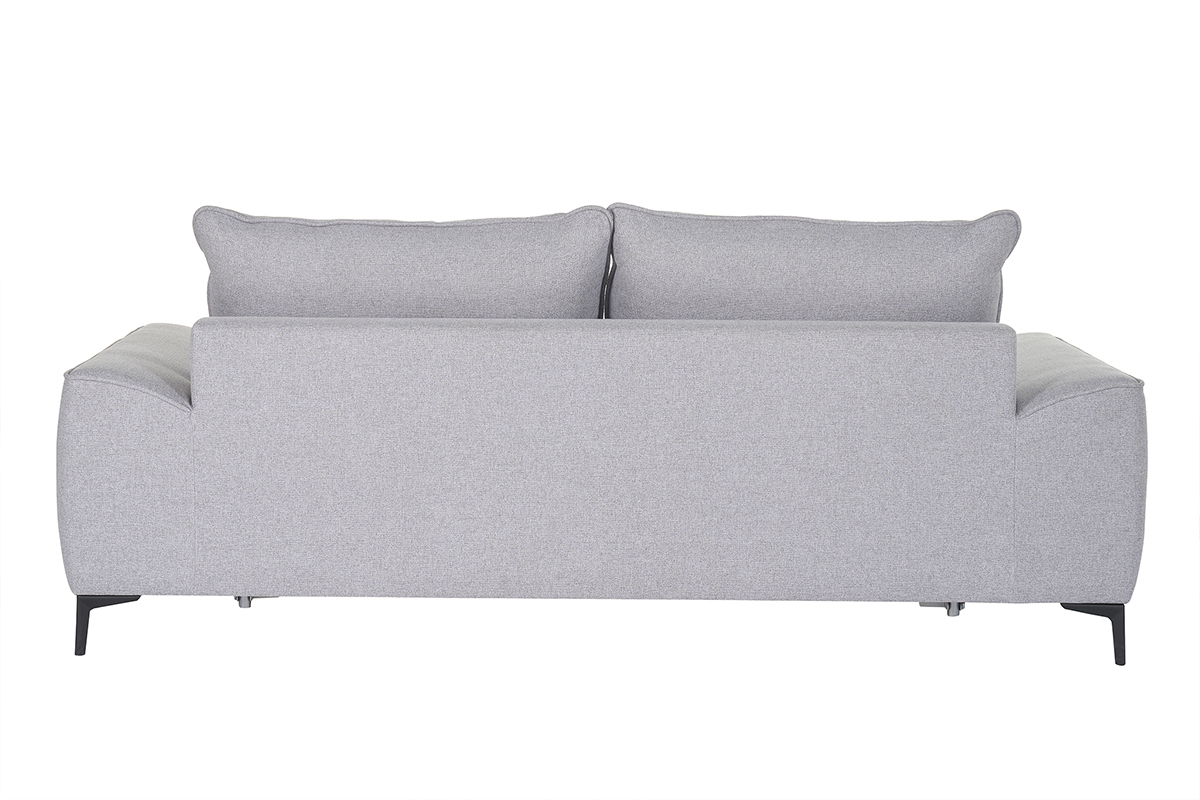 Divano letto design 3 posti in tessuto grigio e metallo nero GAEL