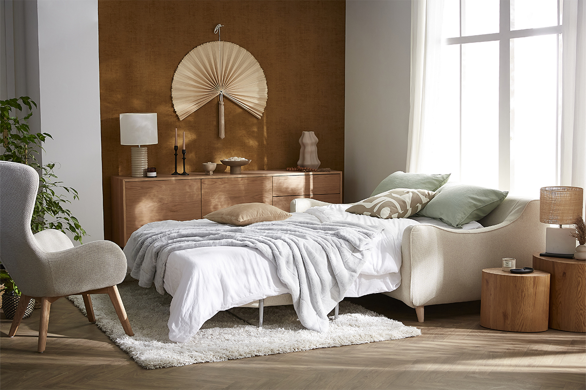 Divano letto scandinavo 3 posti beige VENDOME