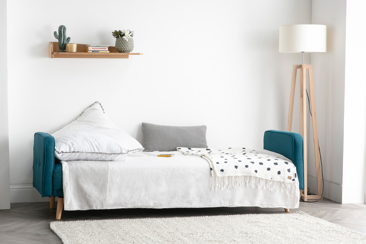 Divano letto scandinavo 3 posti blu anatra ULLA