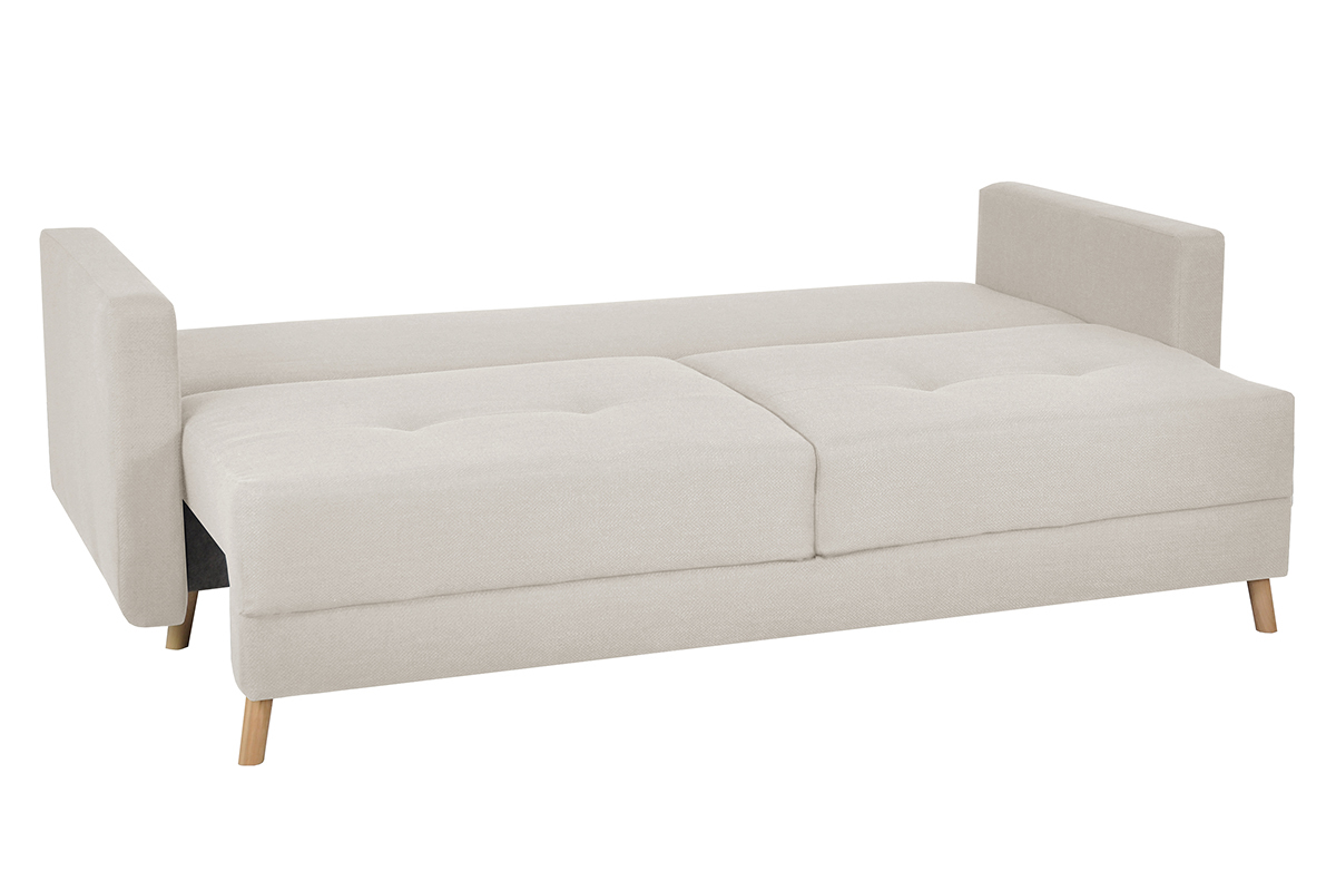 Divano letto scandinavo 3 posti con contenitore beige MIRA