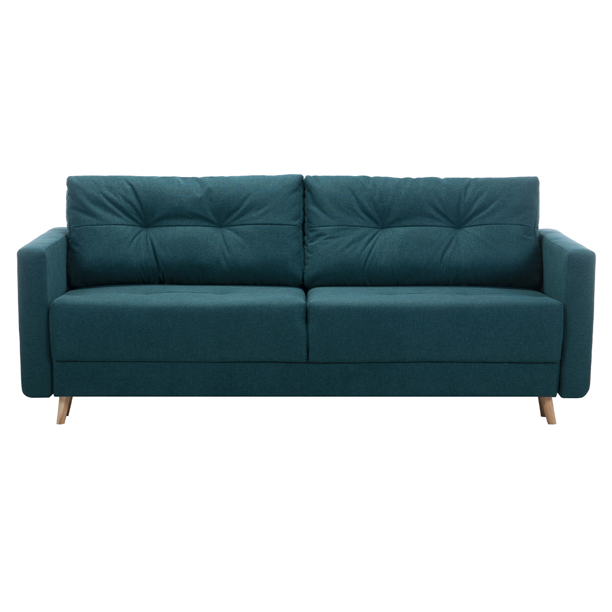 Divano letto scandinavo 3 posti con contenitore blu pavone MIRA