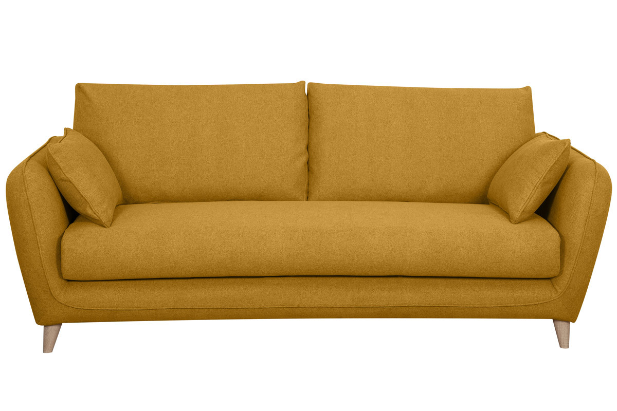 Divano letto scandinavo 3 posti giallo cumino con materasso 10 cm CREEP