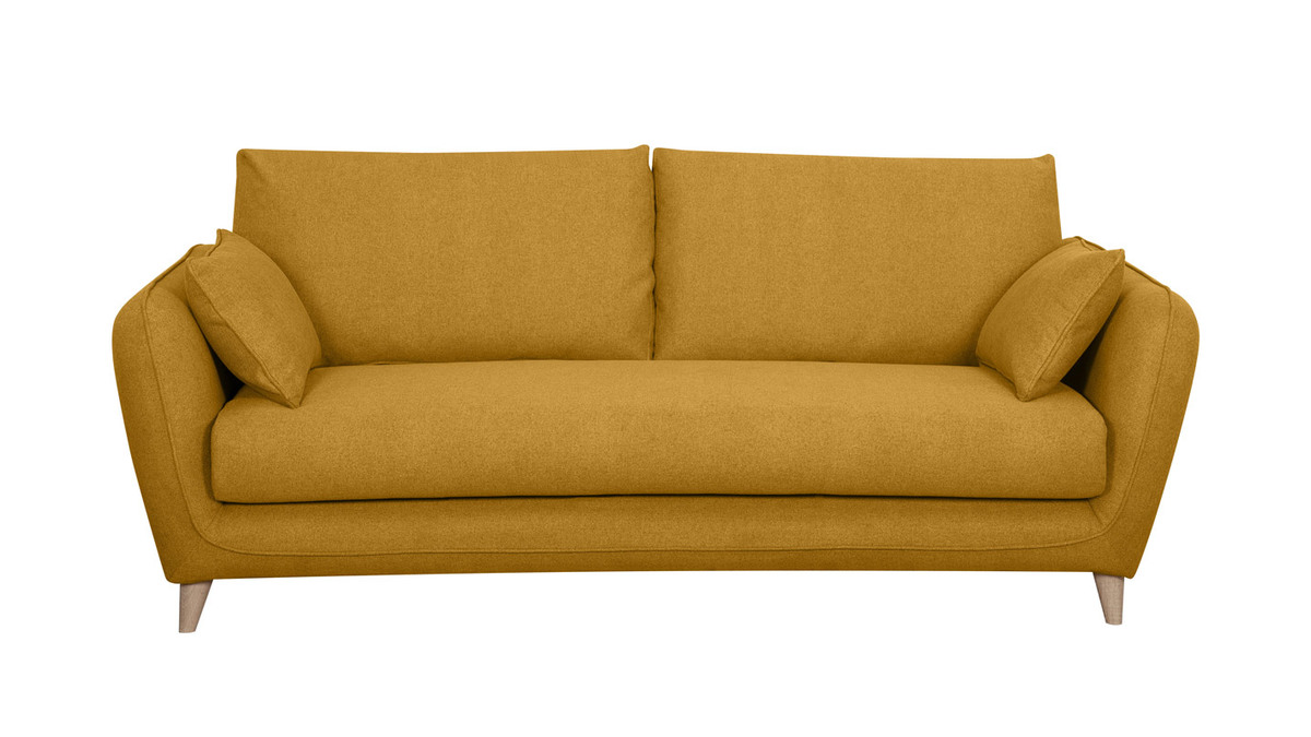 Divano letto scandinavo 3 posti giallo cumino con materasso 10 cm CREEP