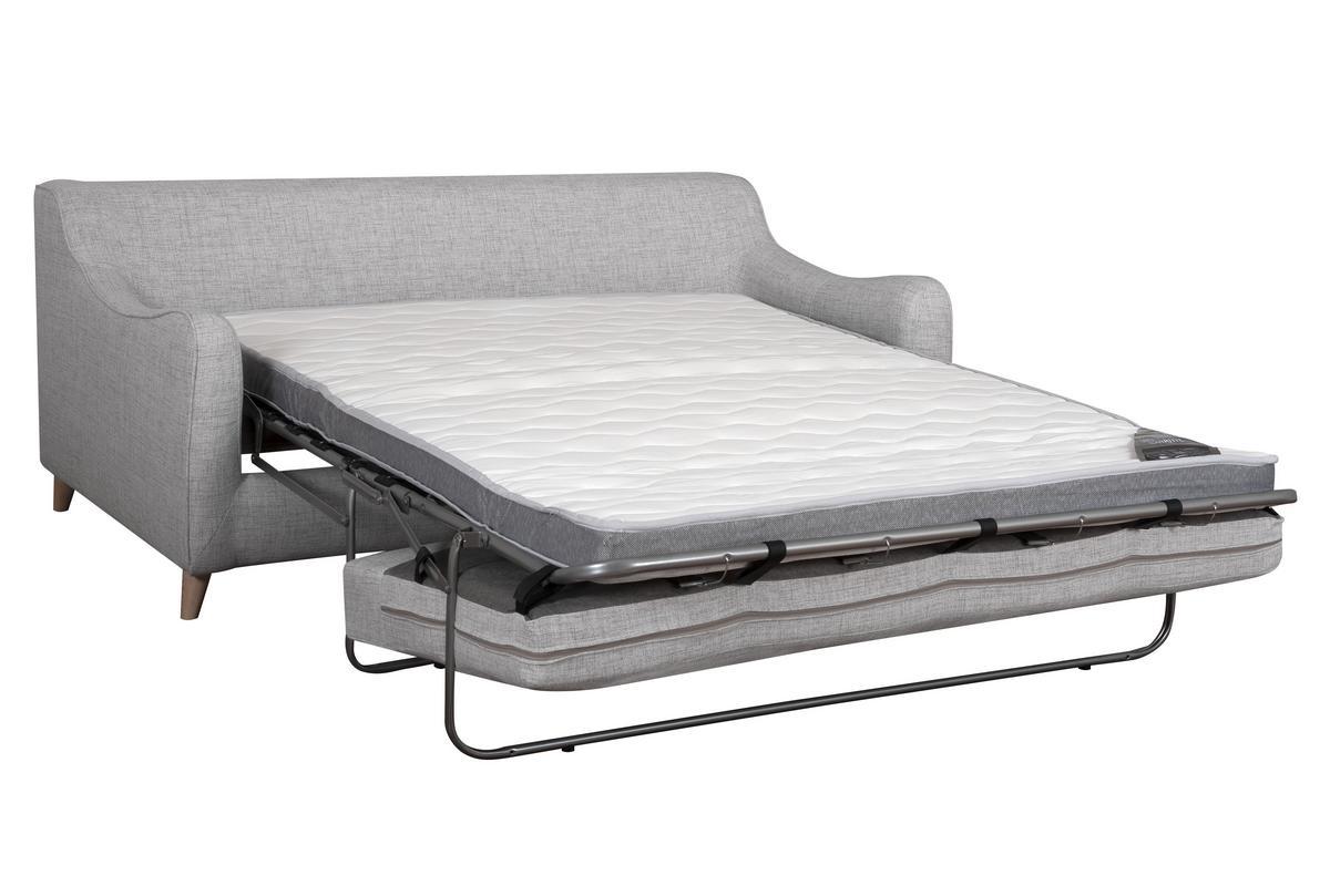 Divano letto scandinavo 3 posti grigio chiaro con materasso 10 cm VENDOME